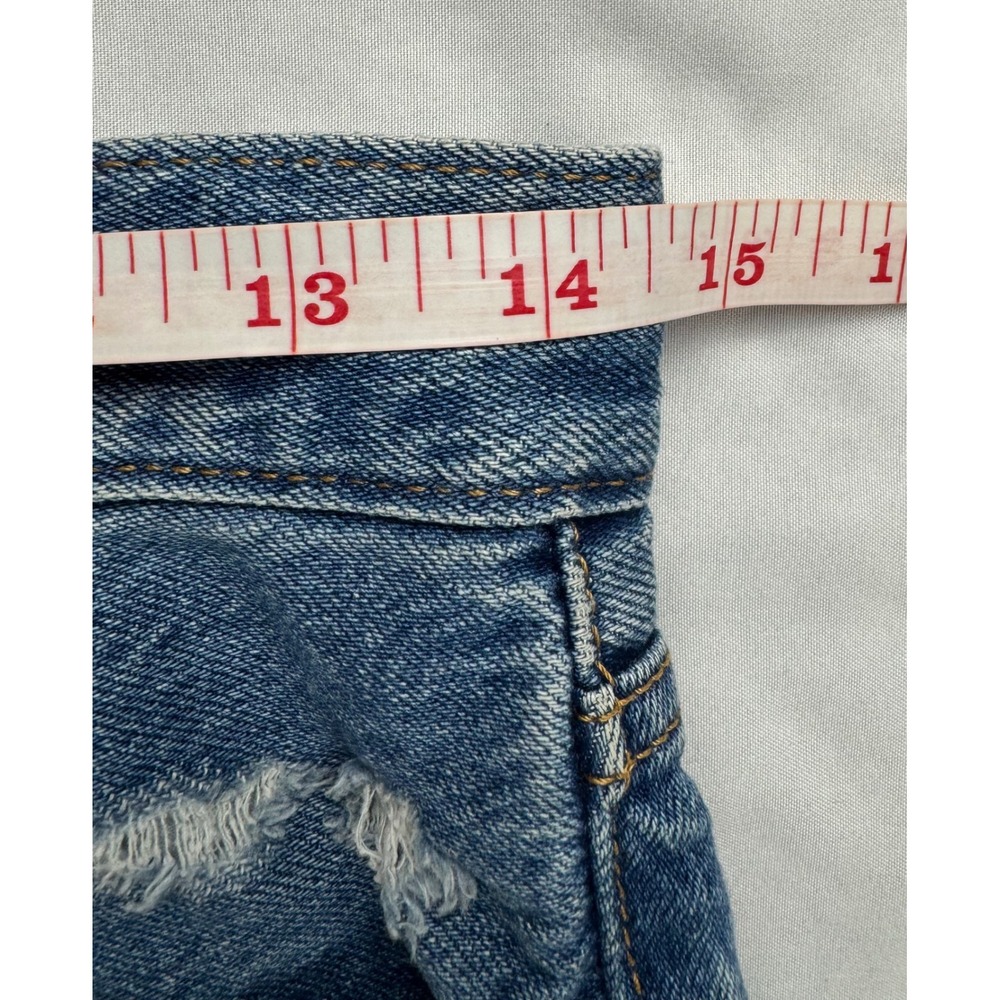 Levis Premium Ribcage Shorts Womens 29 High Rise Distressed Denim Medium Wash - Picture 12 of 16